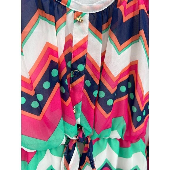 My Michelle Girl's Dress Size 8 Multicolor Long Sleeve Polka Dot Chevron - Picture 8 of 11